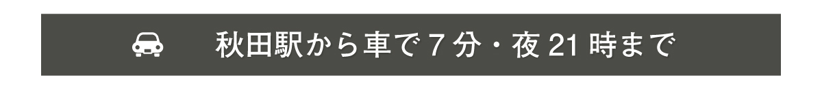 秋田駅から車で7分・夜21時まで営業